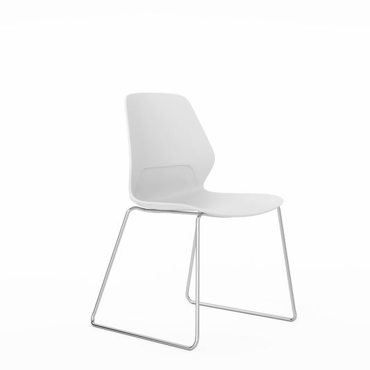 Silla Staryo Base Patín, Color Blanco, Apilable y Lavable