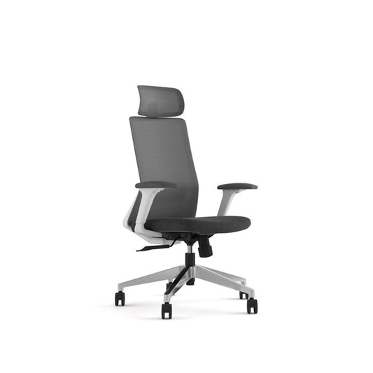 Silla de Oficina Polestar Blanca Base Aluminio Con Apoyacabezas